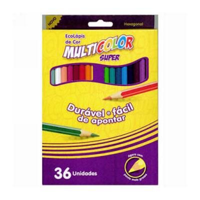 Lápis de Cor Hexagonal Multicolor Super 36 Cores