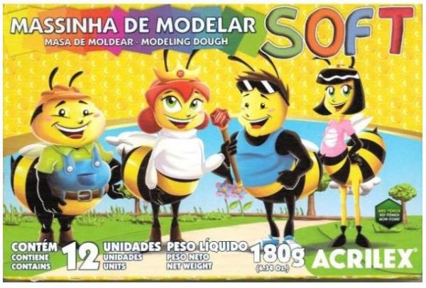 Massa de Modelar Soft Acrilex com 12 unidades 90g